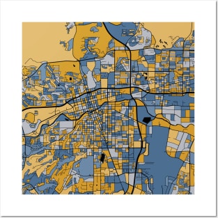 Reno Map Pattern in Blue & Gold Posters and Art